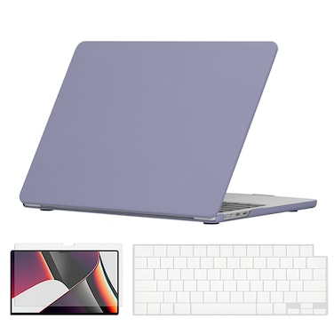 O Ozone - Candy Case MacBook Air 15 inch (A2941) M2 2023, (A3114) M3 2024 with Keyboard Cover &amp; Screen Protector - Lavender Grey