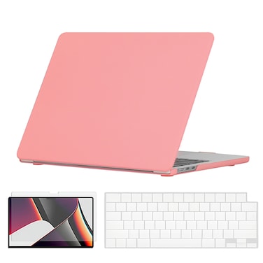 O Ozone - Candy Case MacBook Pro 16 inch (A2485) M1 2021 (A2780) M2 (A2991) M3 2023 (A3403, A3186) M4 2024 with Keyboard Cover &amp; Screen Protector - Cream Pink