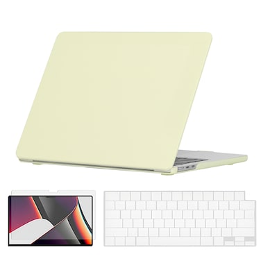 O Ozone - Candy Case MacBook Pro 16 inch (A2485) M1 2021 (A2780) M2 (A2991) M3 2023 (A3403, A3186) M4 2024 with Keyboard Cover &amp; Screen Protector - Cream Yellow