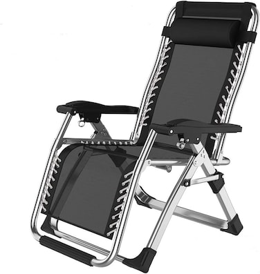 ULTIMAX Foldable Weightless Lounger - Adjustable &amp; Comfortable Outdoor Garden, Patio, and Poolside Furniture   200 kg Capacity   Black   72 x 75 x 80 cm