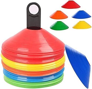 ULTIMAX Agility Training Cones &ndash; 7.8-Inch Soccer Cones with Holder, Multicolor Disc Markers for Speed &amp; Agility Training, Sports Cones for Soccer, Fitness, and Drills (100 Pcs)