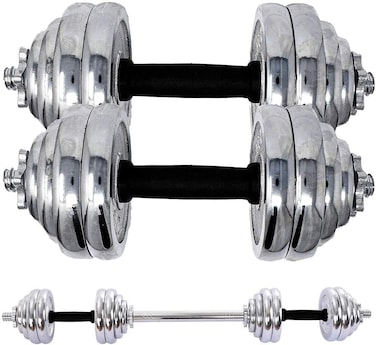 ULTIMAX 30kg Adjustable Dumbbell Set with Barbell Rod &ndash; Fitness Weights for Home Gym, Strength Training, and Workouts