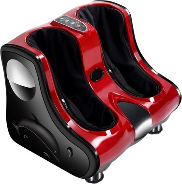 ULTIMAX Electric Leg &amp; Foot Massager   Shiatsu Kneading &amp; Rolling Foot Calf Massage Machine - RED