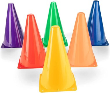ULTIMAX Agility Marker Cone Set - 10-Pack 18cm Assorted Colors   Training Cones for Kids, Soccer, Football, Athletics, and Social Distancing