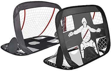 ULTIMAX 2-in-1 Mini Pop Up Football Goals for Kids &ndash; Portable, Folding Soccer Target Net for Indoor &amp; Outdoor Use, Garden Sports