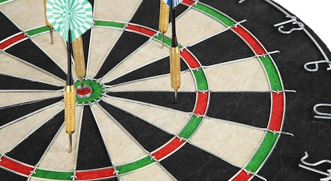 ULTIMAX Double-Sided Dart Board Set (45cm) - Flocking Dart Board with 6 Darts   Indoor &amp; Party Game   Perfect Sports Gift for Kids &amp; Adults - Model 1818B