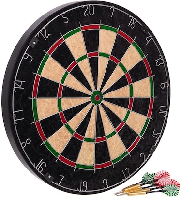 ULTIMAX Double-Sided Dart Board Set (45cm) - Flocking Dart Board with 6 Darts   Indoor &amp; Party Game   Perfect Sports Gift for Kids &amp; Adults - Model 1818B