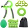 ULTIMAX Hand Grip Strengthener Set - 6 PCS Adjustable Hand Gripper Kit with Storage Pouch, Finger Exerciser, Therapy Ball, &amp; Grip Exercise Ring - Green