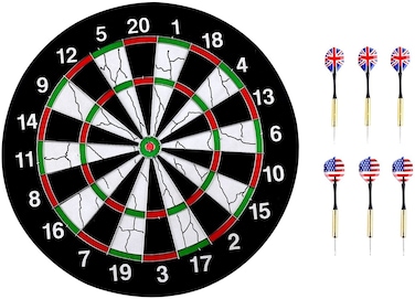 ULTIMAX 45cm Professional Dartboard Set with 6 Dart Flights &ndash; Complete Darts Game Set for Leisure Sports &ndash; Model No. 18123