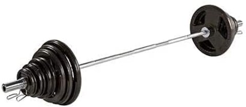 ULTIMAX 7ft Olympic Barbell Bar &amp; 120kg Tri-Grip Rubber Weight Plates Set for Home Gym, Body Pump, Weightlifting &amp; Strength Training