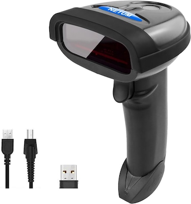NETUM Wireless Barcode Scanner 2.4GHz Handheld Cordless Bar-Code Reader USB Rechargeable Wireless/Wired for Laptop Computer POS System NT-1698W
