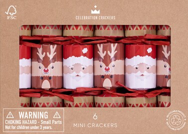 6in Mini Santa and Reindeer Cracker FSC Mix 6pcs/Box