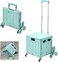 Foldable Shopping Trolley with Lid45L Portable Utility Cart Grey Boot Cart with Wheels &amp; Telescopic Handle 30KG Capacity for Storage Travel &amp; Grocery Shopping.