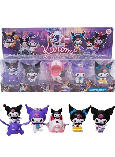 Kuromi Figure Set 5Pcs - Cute Sanrio Anime Character Action Figures For Kids &amp; Girls, Kawaii PVC Cake Toppers, Car Dashboard &amp; Room Decor, Collectible Toy Statue Model Kit, Perfect Birthday Christmas