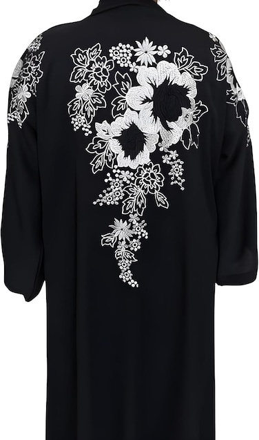 Velvet Aura Women&rsquo;s Abaya Size 52, Embroidered Maxi Dress with Hijab, Long Sleeve Modest Muslim Wear for Eid &amp; Everyday Use