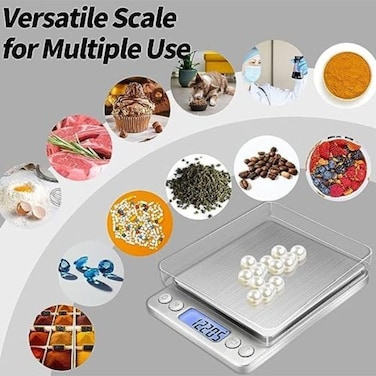 Digital Precision Kitchen Scale &ndash; Multifunction Food, Jewelry &amp; Coffee Scale   0.01g Accuracy, LCD Display, Tare Function &amp; Stainless Steel Platform