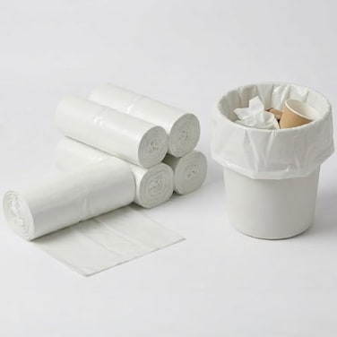 Garbage Bag Small 5 Gallon Heavy Duty Trash Bags White &ndash; 4 Rolls, 30 Bags per Roll, Leak Resistant Waste Bags for Home, Office &amp; Kitchen