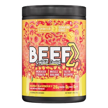 Sporter Beef Protein Isolate - High Protein, Low Carb - Alternative to Whey &amp; Vegan Protien - For Muscle Growth &amp; Recovery (1.19 lb- 18 Servings, Mango)