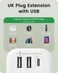 LENCENT Double Plug Adaptor with 1 USB C and 2 USB Ports, 2 Way Wall Plug Extender, Multi Socket Extension Surge Protected for Household Appliances, iPhone, Smartphones, Tablets, 13A 3250W
