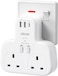 LENCENT Double Plug Adaptor with 1 USB C and 2 USB Ports, 2 Way Wall Plug Extender, Multi Socket Extension Surge Protected for Household Appliances, iPhone, Smartphones, Tablets, 13A 3250W
