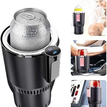 2-in-1 Smart Car Cup Cooler and Heater, Smart Cup for Car with LED Temperature Display Touch Control, Keep Drink Cold or Hot in Car Cup Holder Fits in Commuter Road Tripper, Black