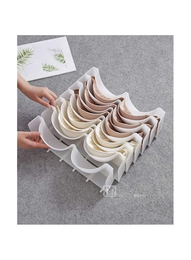 Tazweeq Underwear Organizer Drawer, 6pcs Box Bra Organiser, Wardrobe Plastic Bra Storage Box-White