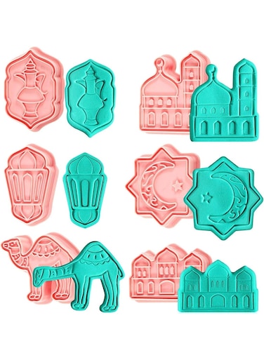 6 Pcs Cookie Mould, Ramadan Islamic Muslim Cookie Mould, DIY Baking Tool, Cute Shape,kids Like, Decor Camel, Star, Moon, Islamic Star, for Home or Bakery Use