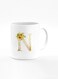 Designer Printed Coffee Mug 11oz Ceramic Personalised Gift Mugs Cup Custom Monogram Initial Letter Floral Pattern Alphabet N (White)