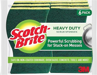 Scotch-Brite Heavy Duty Cellulosic Scrub Sponge, 6 units/pack   Kitchen sponge   Dish sponge   Scrub   General Purpose Cleaning   Food Safe   Non-Rusting   Kitchen, Garage, Outdoor