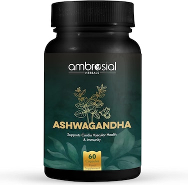 Ambrosial Ashwagandha Capsules 500Mg Per Capsule, High Strength Ashwagandha Root Powder, Herbal Supplement With Immunity Support, Non-Gmo &amp; Gluten Free (Pack Of 1)