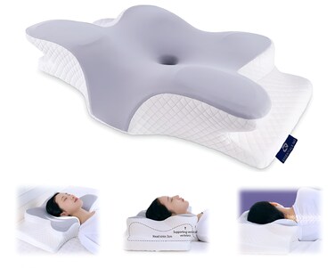 Essentials 360 Butterfly Shape Memory Foam Pillow, Medical Cervical Pillow for Sleeping Neck Support Pillow for Shoulder Pain Relief, Orthopaedic Pillow for Side Sleeping With Washable Cover