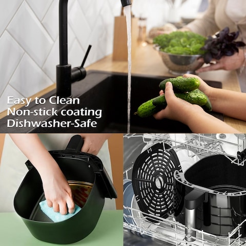 Jinou Airfryer 5.5L&ndash;Non-Stick bucket &amp; Digital Temperature Control&ndash;The smart fryer Ideal for Frying, Grilling, Roasting, Baking, &amp; Toasting Vegetables, French Fries, Meat &amp; Fish (10 free paper liners)