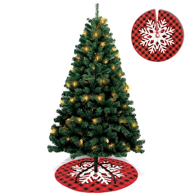 Jinou Christmas Tree 6ft with 100 Golden LED lights &amp; Skirt - Made by Premium Quality PVC Material with Sturdy Metal Stand - Artificial Christmas tree for Home,Office,Shop, Indoor, Outdoor and Parties