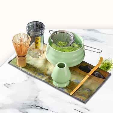 Jinou Matcha Set Made With Natural Bamboo And Premium Quality Ceramic &ndash; Matcha Whisk For Mixing The Matcha Tea (GREEN)