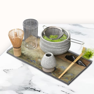 Jinou Matcha Set Made With Natural Bamboo And Premium Quality Ceramic &ndash; Matcha Whisk For Mixing The Matcha Tea (GREY)