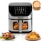 Jinou Air fryer 8L&ndash;Made with Non-Stick bucket &amp; Touch Panel&ndash;The window glass airfryer for Frying, Grilling, Roasting, Baking, Toasting, Veges, French Fries, Chicken, Meat &amp; Fish(10 free paper liners)