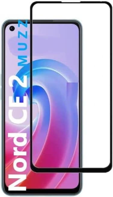 Muzz Full Covering Anti-Scratch Tempered Glass Screen Protector For OnePlus Nord CE 2 5G- Black