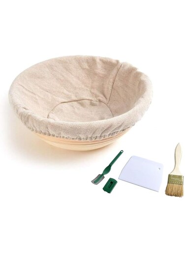 YASHANG Bread Proofing Basket Banneton Proving Basket, Natural Rattan Professional Sourdough Fermentation Rising, Baking Tools Set for Home Bakers Gift (Round,30 * 9cm)