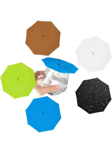 CyanCloud Silicone Cup Lids, Anti-Dust Mug Covers, Coffee Mug Suction Seal Lid Cap,5 PCS Food Lids for Cups, Bowls, Plates, Pots, Pans, Skillets, Stovetops, Ovens, and Refrigerators Kit