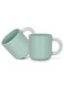 2-Piece Coffee Mugs 360ml New Bone China Printed Tea Cups, Green Ceramic Mug for Hot Drinks, Latte, Cappuccino, Office or Home Use