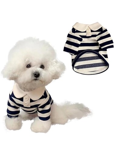 NimbusNote Dog Clothes Cute Polo Shirt, Soft and Breathable Collared T-Shirt, Summer Fall Outfits, for Small Medium Dogs Cat, Great for Doggy and Kitten Photoshoots, Dark Blue (M)