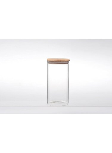 Square Boro Glass Storage Jars With Bamboo Lids Airtight Glass Jars Clear Food Storage Container Jar- Food Kitchen Canisters Sets For Spaghetti Snack Cereal Storage Wy060-1