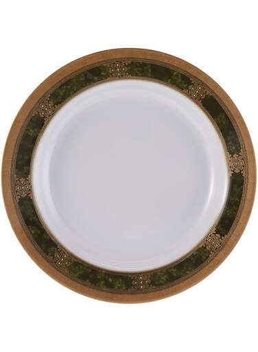 Dinewell Melamine Green Golden Soup Plate, White, 10.5 Inch, Dwsp001Gg ,1 Pc