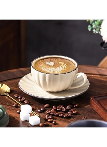 Ceramic Tea Cup,Flower Shaped Coffee Mug with Saucer ,Creative Coffee Cup with Handle