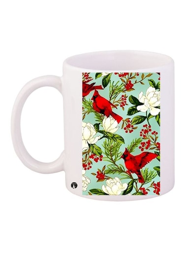 Floral Printed Coffee Mug White/Red/Green