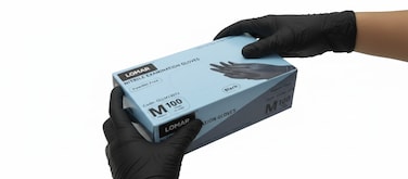 LOMAR Nitrile Examination Gloves - Black, Powder-Free, Size Medium (100 Pieces)   Professional Grade, Latex-Free &amp; High Sensitivity
