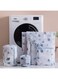 6 Pcs Durable Honeycomb Mesh Laundry Bags, Laundry Bra Lingerie Blue Leaf Printing Mesh Wash Bags for Delicates