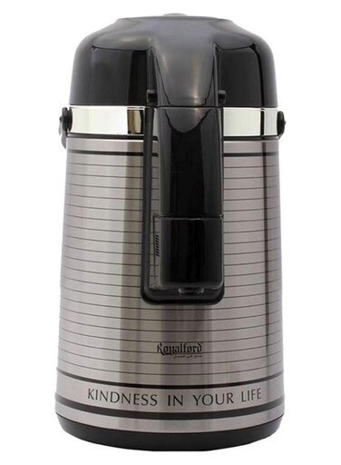 2.50L Glass Vacuum Flask  Ideal for Keeping Drinks&amp;Soups Warmer or Cooler for long time, Glass Inner for Hot and Cold Beverages  Comfortable Handle, One Press Switch, Easy to Carry and Safe to Touch  Suitable for Indoor and Outdoor Use Silver/Black