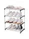 ALMEKAQUZ 4 Tier Tall Shoe Rack, Stackable Shoe organizer, Metal Space Saving Shoe Shelf, Adjustable Shoe Shelf Storage Organizer, Shoe Shelf for Entryway, Closet, Garage, Bedroom, Cloakroom (Black)