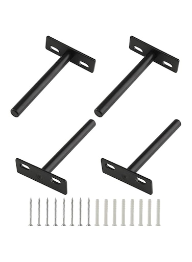 Cionyce 4 Pcs 4 Inch Floating Shelf Bracket Heavy Duty Blind Shelf Supports, Hidden Wall Brackets for Floating Wood Shelves, Black